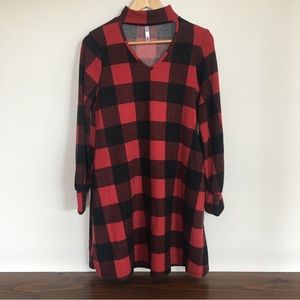NWOT Long Sleeve Fleece Buffalo Plaid Christmas Pajama Sleep Dress Night Shirt